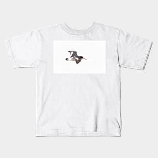 Black and white variable oystercatcher in flight Kids T-Shirt